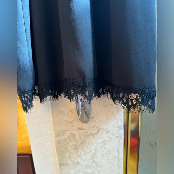 Lulus Small Black Slip Dress Lace Hem Halter Neck Romantic Coquette - Picture 7 of 8